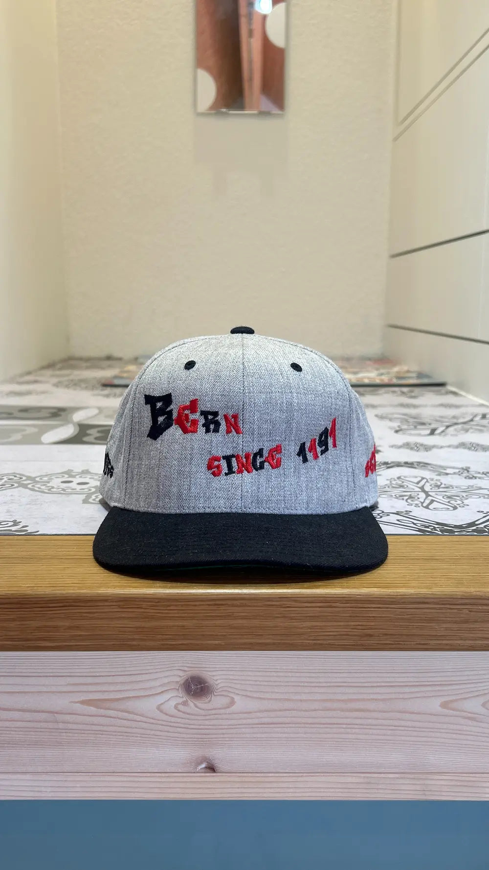 Bern Since 1191 Snapback Cap Lifestyle Front View — JaOcCo
