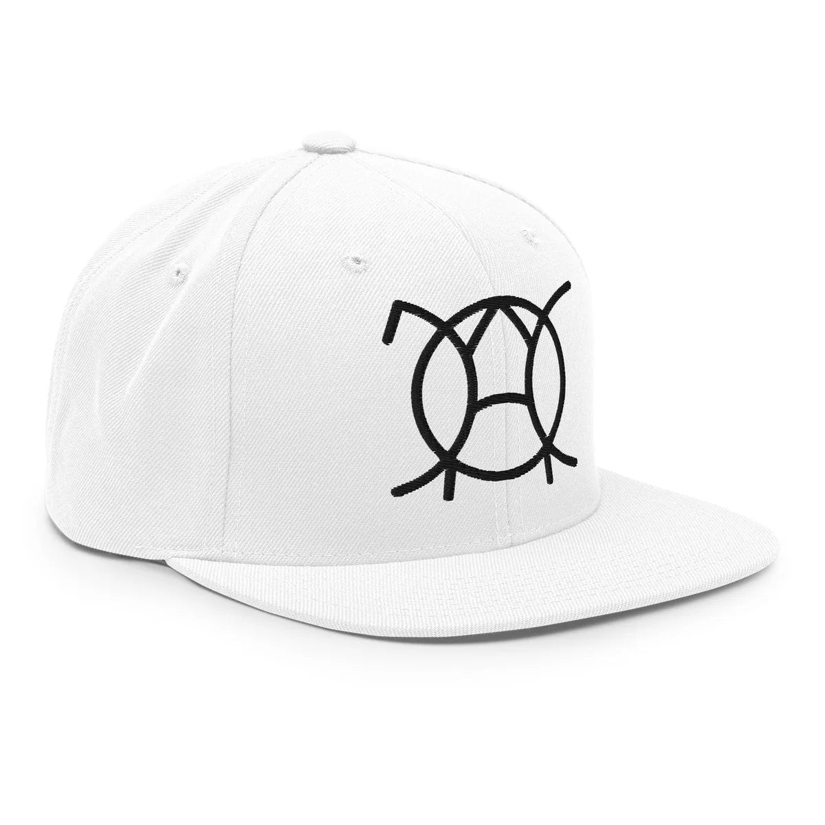 Unwritten snapback cap in white, right side view