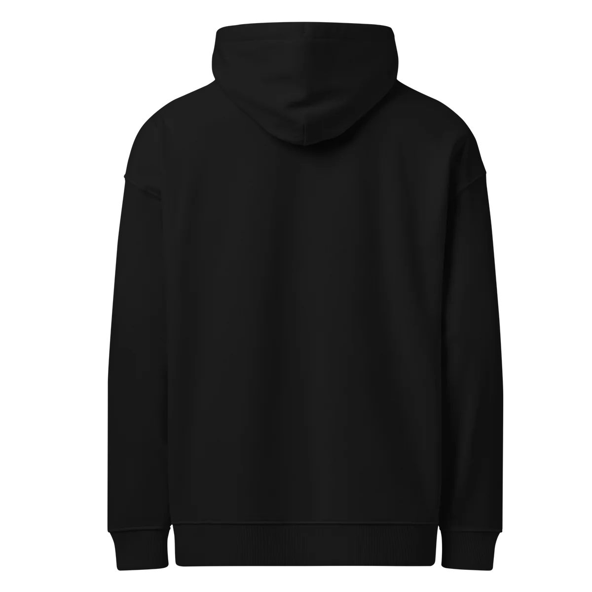 Unwritten oversized hoodie in black, plain back view