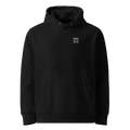 Hoodie Unwritten, klassische Passform in Schwarz, Vorderansicht mit kleinem JaOcCo-Logo