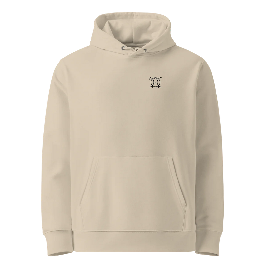 Hoodie Unwritten, klassische Passform in Sand (Desert Dust), Vorderansicht mit kleinem JaOcCo-Logo