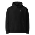 Unwritten classic-fit hoodie in black, front view with small JaOcCo logo