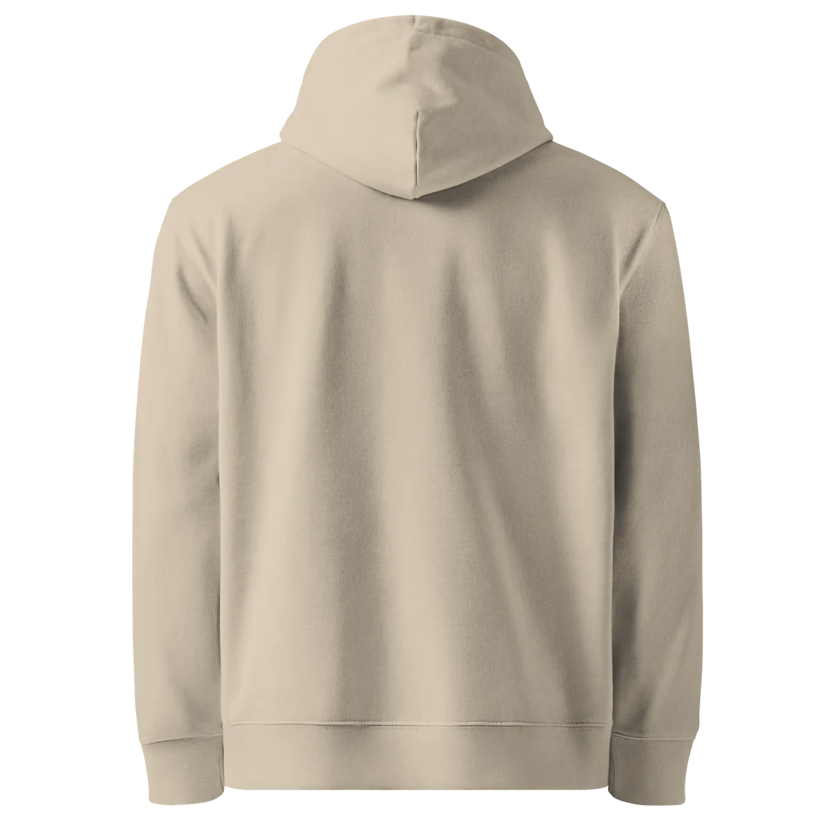 Unwritten classic-fit hoodie in sand (Desert Dust), plain back view