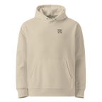 Unwritten classic-fit hoodie in sand (Desert Dust), front view with small JaOcCo logo