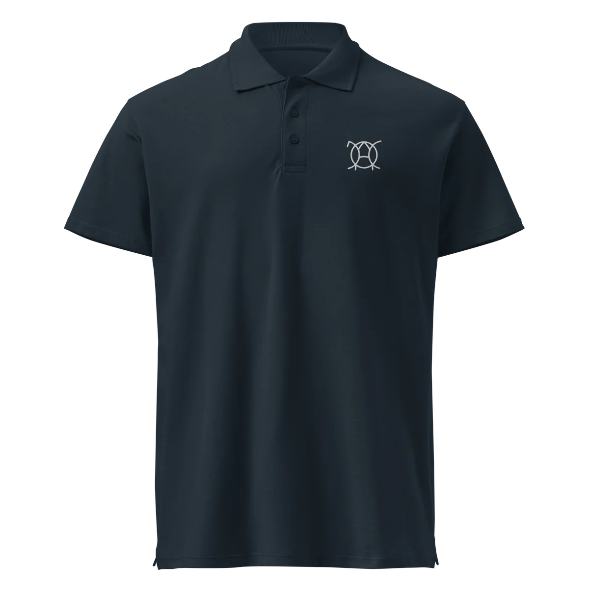 L’Essentiel polo in navy, front view with small JaOcCo logo