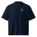 Unwritten oversized t-shirt in navy, front view with small JaOcCo logo