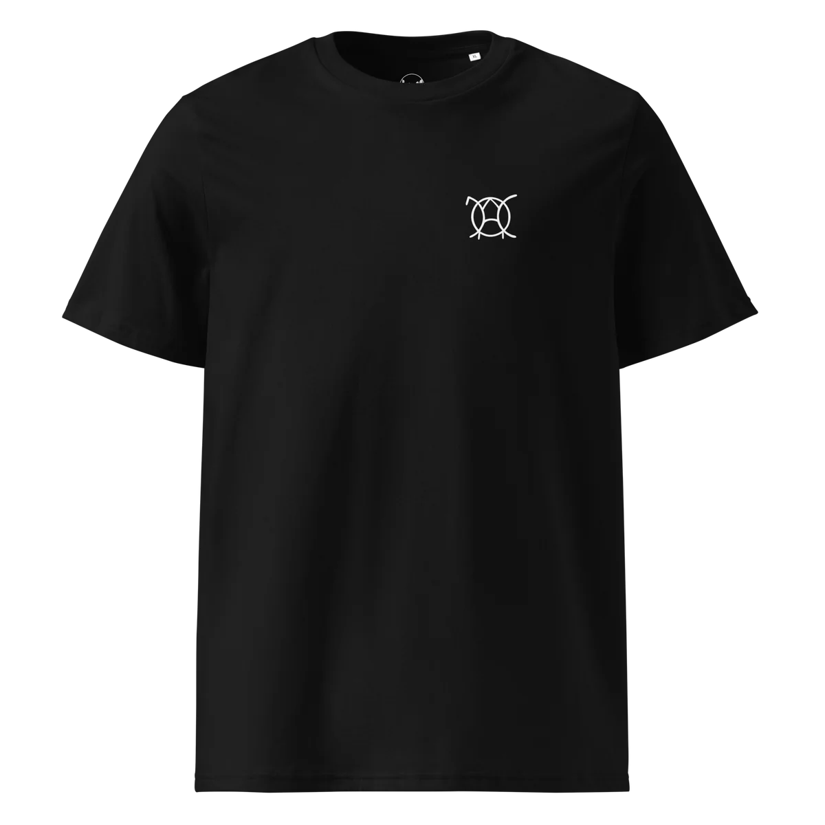T-Shirt Unwritten, klassische Passform in Schwarz, Vorderansicht mit kleinem JaOcCo-Logo