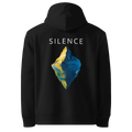 Hoodie coupe classique Silence, coloris noir, vue de dos avec le design Silence