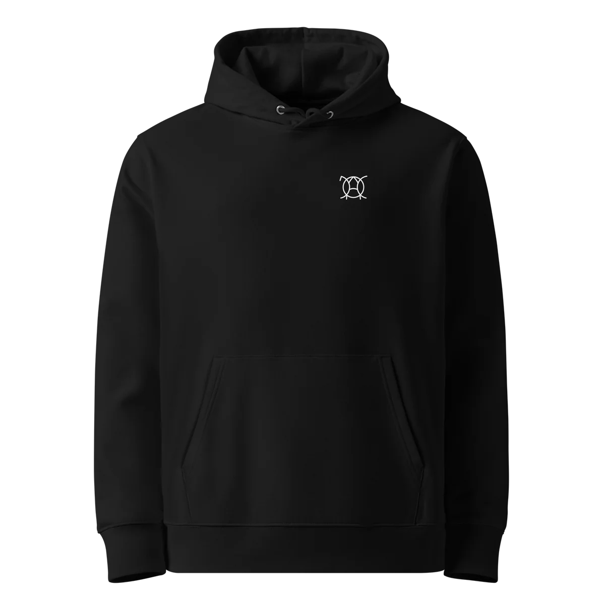 Hoodie Tree of Life, klassische Passform in Schwarz, Vorderansicht mit kleinem JaOcCo-Logo