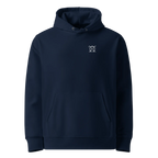 Hoodie coupe classique Tree of Life, coloris bleu marine, vue de face avec petit logo JaOcCo