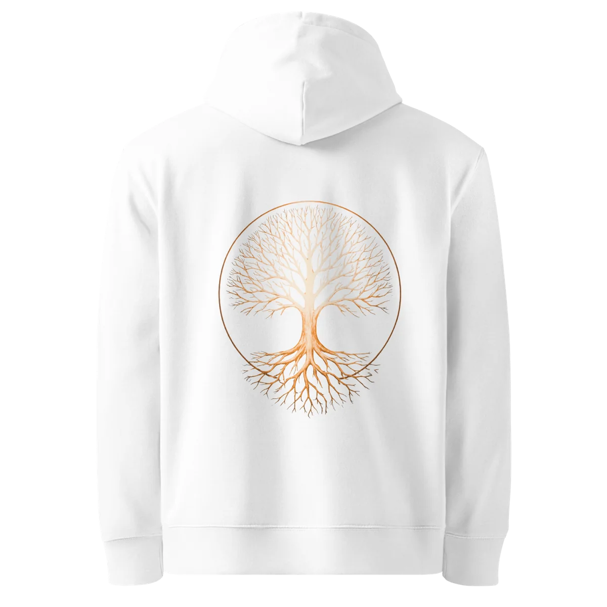 Hoodie Tree of Life, klassische Passform in Weiß, Rückansicht mit dem Design Tree of Life