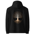 Tree of Life classic-fit hoodie in black, back view with the Tree of Life design