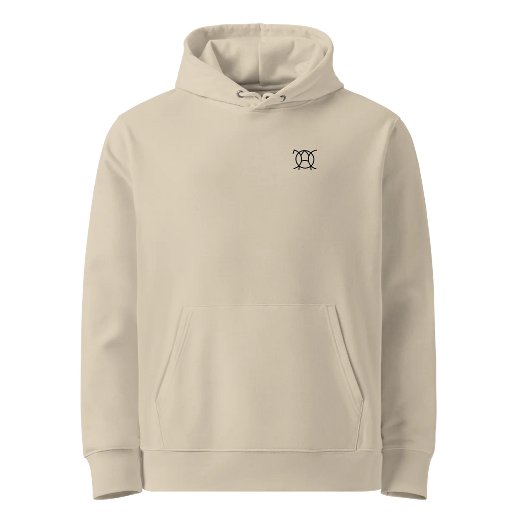 Tree of Life classic-fit hoodie in sand (Desert Dust), front view with small JaOcCo logo