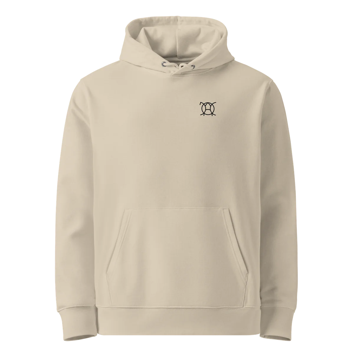 Tree of Life classic-fit hoodie in sand (Desert Dust), front view with small JaOcCo logo