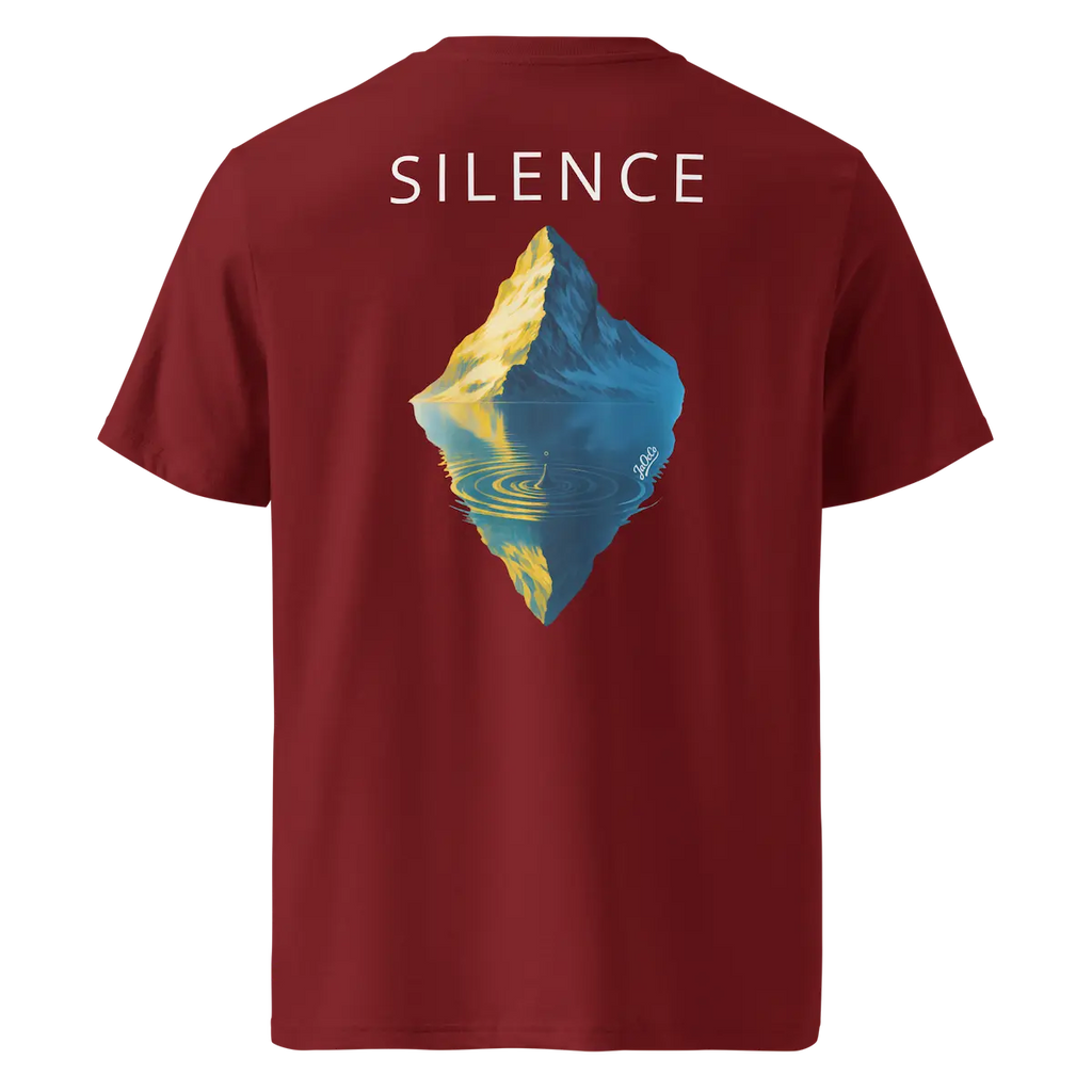 Silence T-Shirt Burgundy Back View — JaOcCo