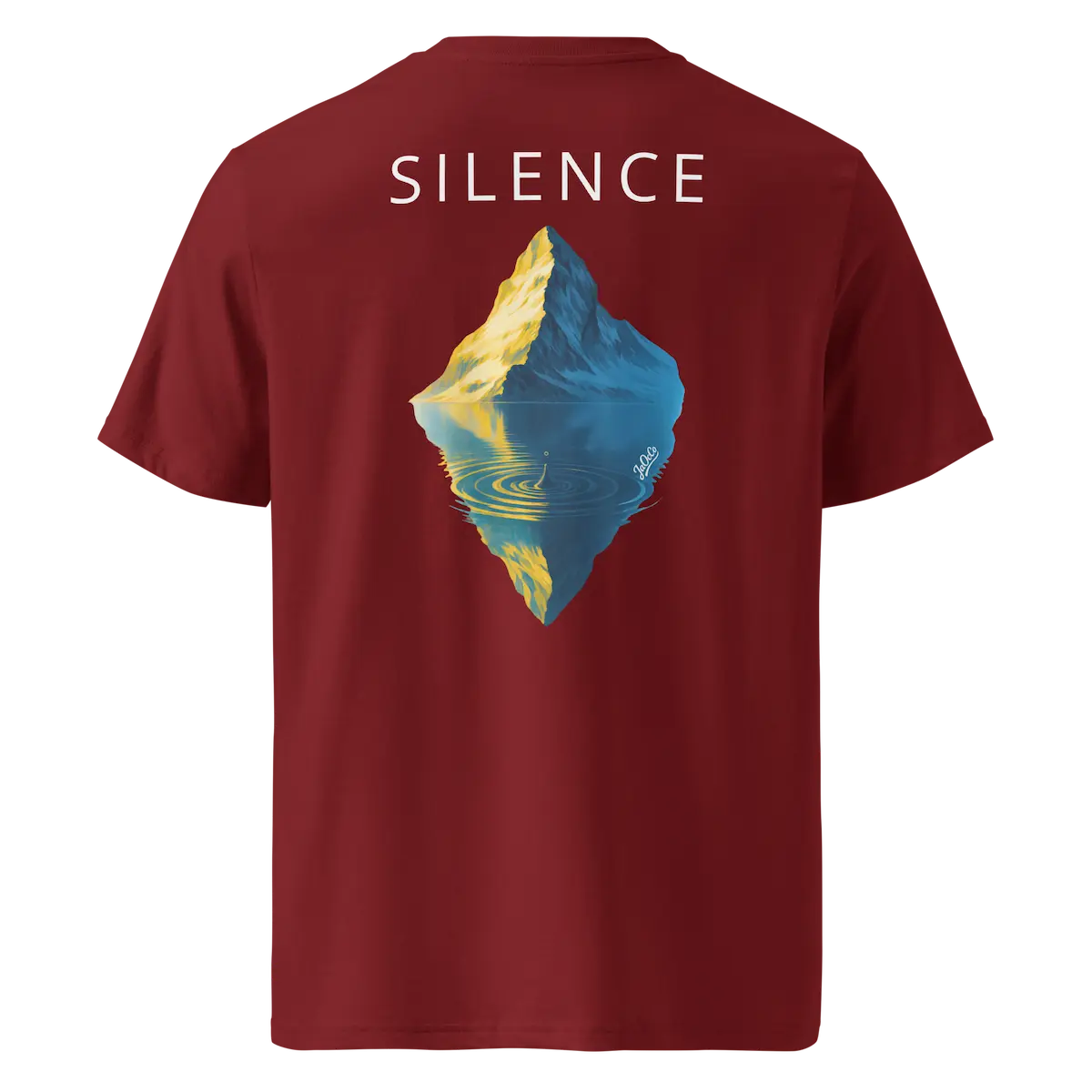 Silence T-Shirt Burgundy Back View — JaOcCo