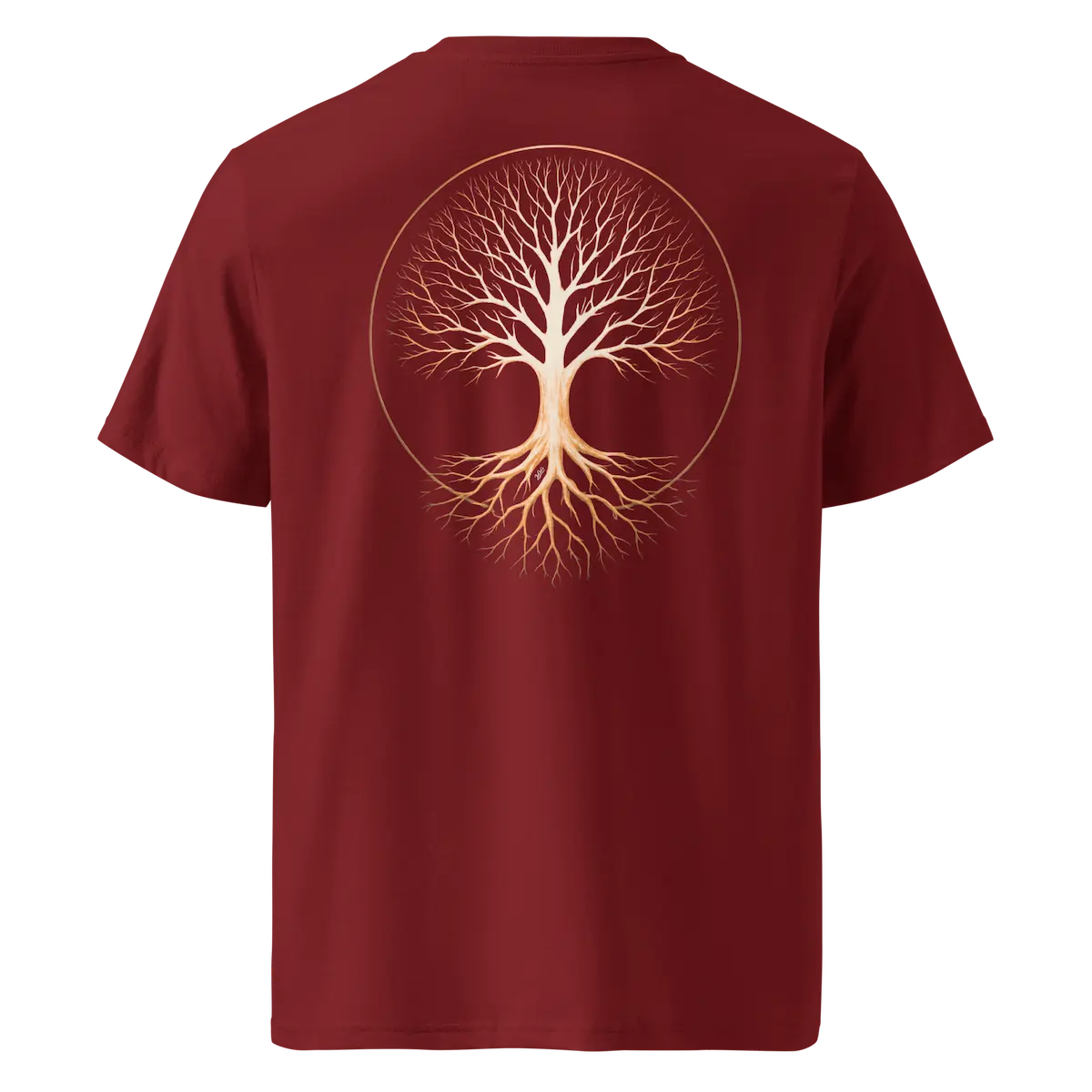 Tree of Life T-Shirt Burgundy Back View — JaOcCo