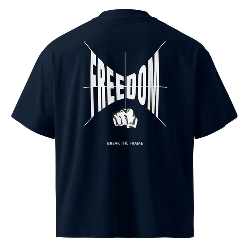 Freedom Statement Tee Navy Back View — JaOcCo