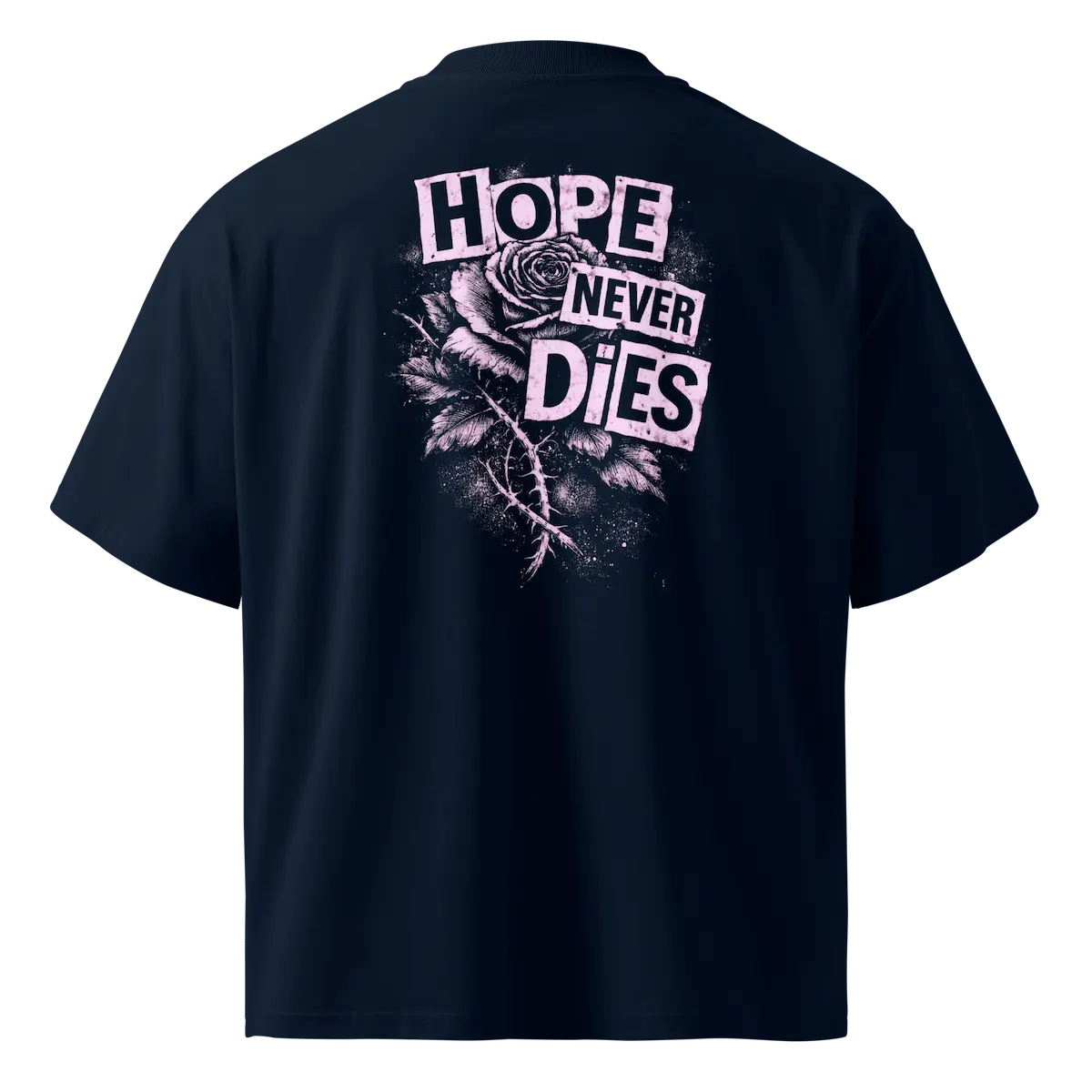 Hope Never Dies Statement Tee Navy Back View — JaOcCo