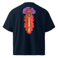 Poison Cure oversized t-shirt in navy, back view with the Poison Cure design